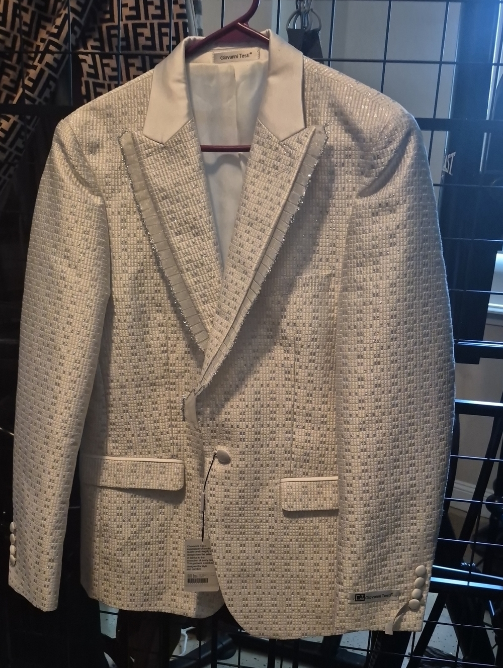 Giovanni Tesori White Textured Men's Blazer